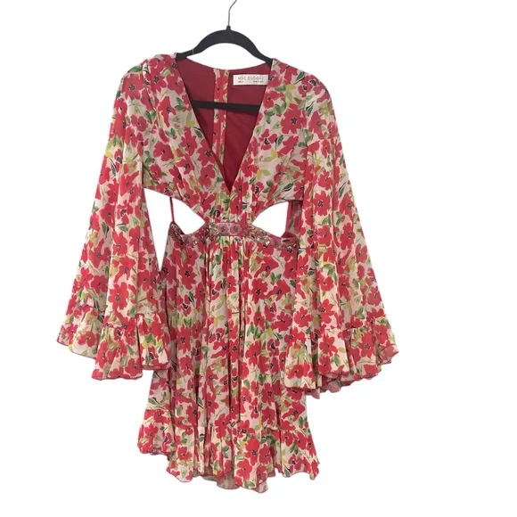 Mac Duggal Floral Cutout Bell Mini Dress Size 6